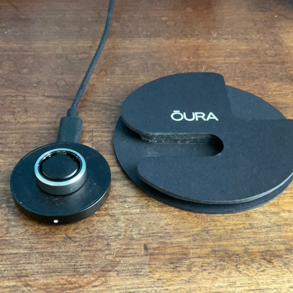 Oura Gen 3 Horizon Brushed Titanium Size 8 with charger